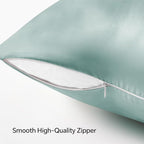 BEDELITE Satin Pillowcase with Zipper, Haze Blue King Size Pillow Cases Set of 2, Super Soft and Cooling Similar to Silk Pillow Cases, Gift for Women Men(20x40 Inches)