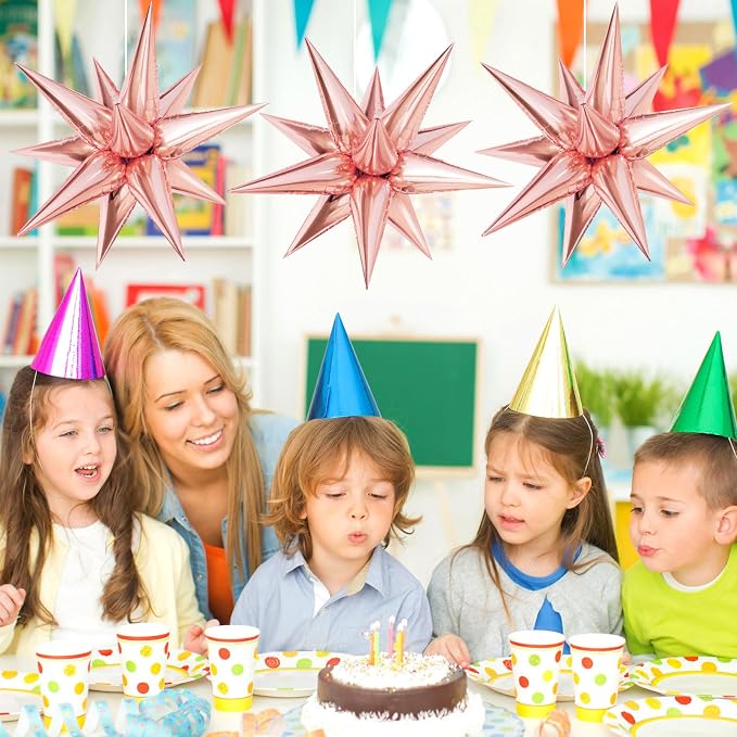 60 Pcs Star Balloons Explosion 12 Point Foil Cone Balloons Magic Balloon Large - Image 4