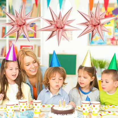 60 Pcs Star Balloons Explosion 12 Point Foil Cone Balloons Magic Balloon Large - Image 4