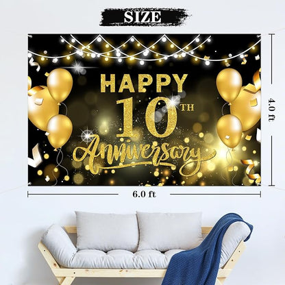 WeBenison Happy 10th Anniversary Backdrop 10th Wedding Anniversary Photography - Image 2