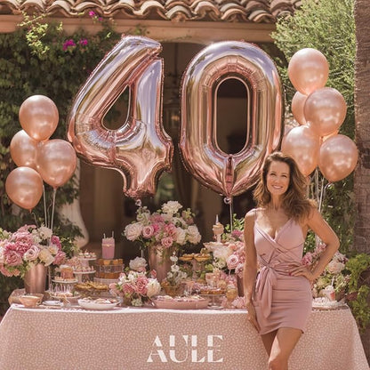 AULE 40 Inch Rose Gold 40 Balloon Number Foil 0-9 Birthday Big Numbers | - Image 4