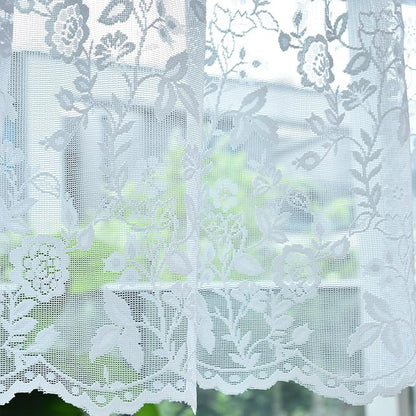 FINECITY White Lace Valance for Kitchen Window W52 x L18 Inch 1 Panel | Rod - Image 6