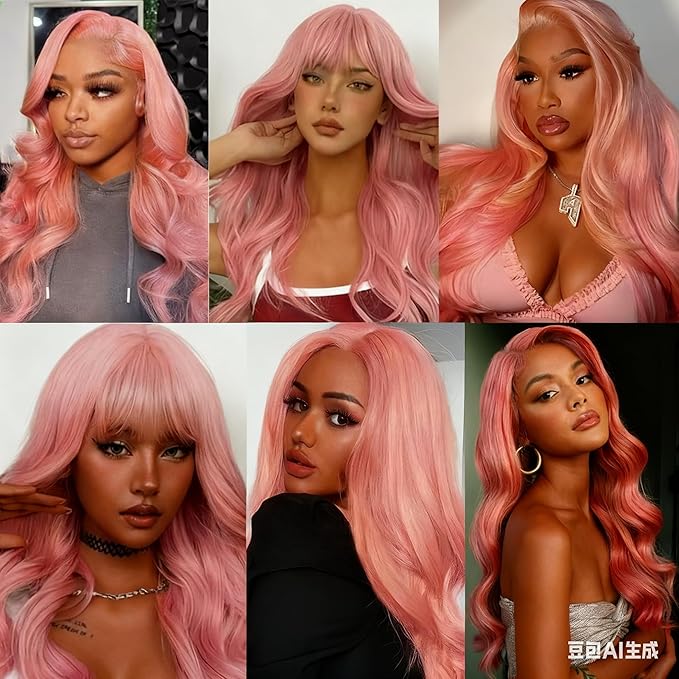 Pure Pink Body Wave Bundles Pink Human Hair Bundles 26 28 30 Inch Peruvian Grade 8A Virgin Hair Extensions Double Weft Light Pink Hair Weave