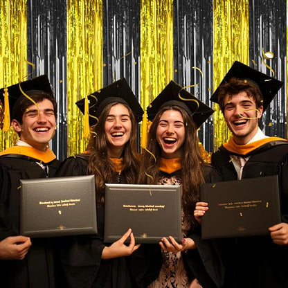 4 Packs Black and Gold Foil Fringe Curtain, Graduation Decorations 2025 - Image 5