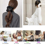 Scrunchies Hair Ties for Women - Big Silk Satin Scrunchie Exra Large Jumbo Gaint Oversized Cute Scrunchy for Curl Thick Hair Ligas Para el Cabello De Mujer Decorations Hair Accessories Gift for Girls