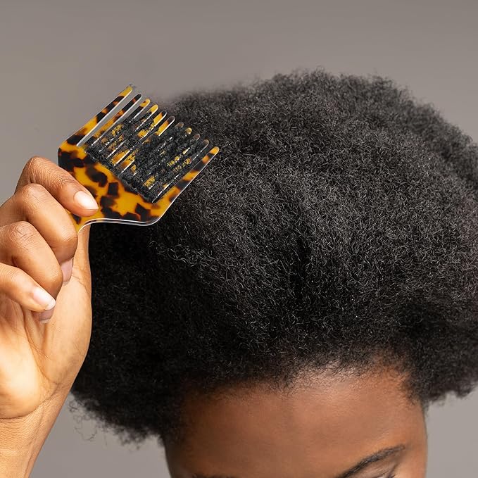 VOCOSTE Wide Tooth, Afro Hair Pick Comb, Hair Styling Tool for Men Women, Plastic, Brown, 4.8 Inch