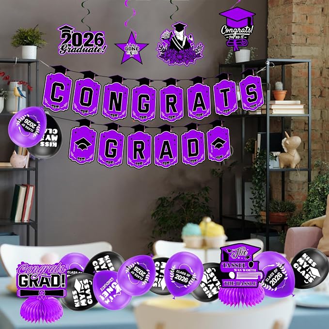 Graduation Decorations 2026 Purple Themed Set - Image 6