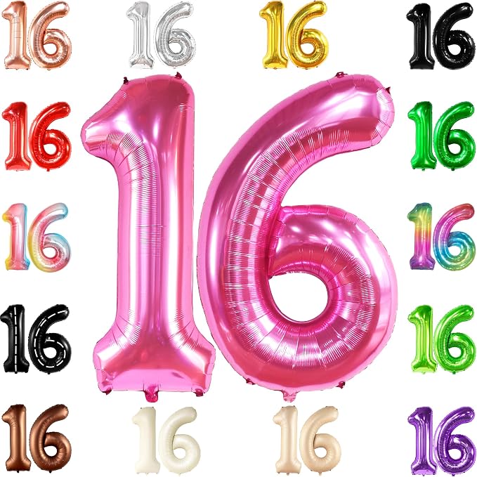 KatchOn Giant Pink 16 Balloon Numbers Foil 40 Inch 16 Birthday Decorations | by KatchOn
