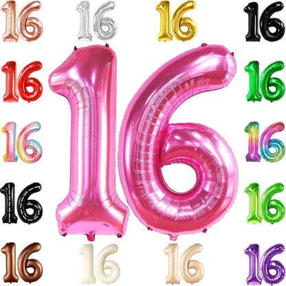 KatchOn Giant Pink 16 Balloon Numbers Foil 40 Inch 16 Birthday Decorations | by KatchOn