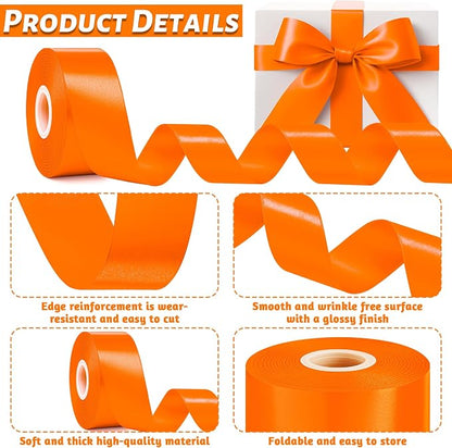 1 1/2In 30Yards Orange Ribbon for Gift Wrapping Thanksgiving Halloween | Silky - Image 3