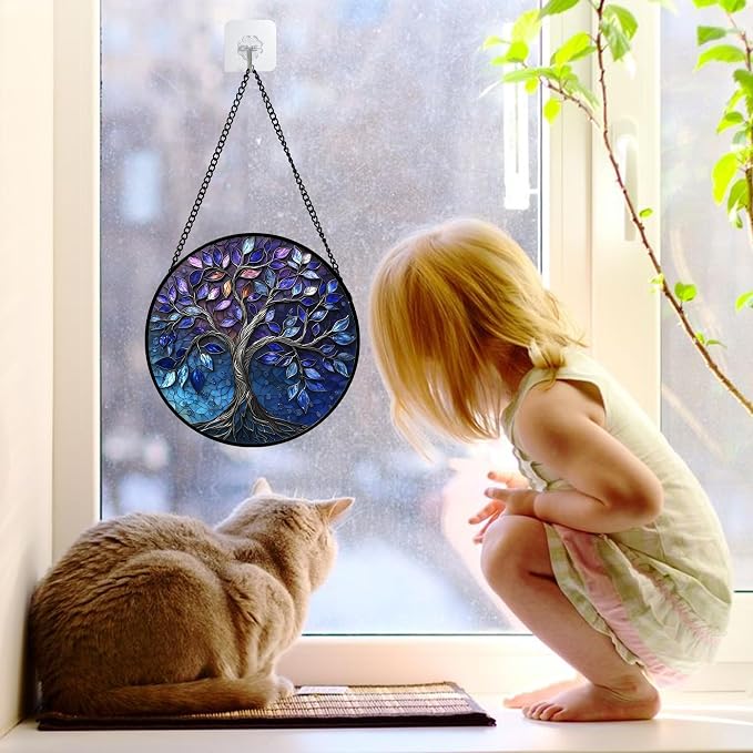 DASTOLL Stained Glass Window Hanging, and Mom 6.3 in - Image 2