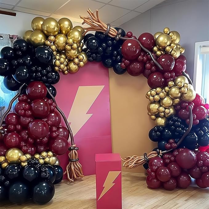Black Burgundy Gold Balloon - Image 7