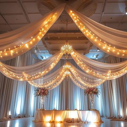 6 Panels Champagne Ceiling Drapes - Image 5