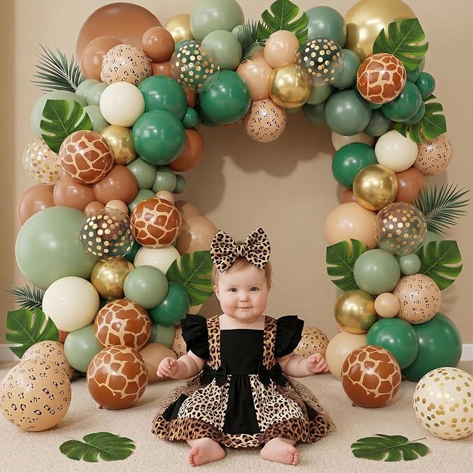 Sage Green Brown Balloons, 60 Packs 12 inch Olive Green Gold Safari Balloons - Image 4