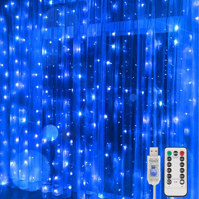 Curtain Lights for Bedroom, 200 Led Hanging String Lights Outdoor Waterproof by SUDDUS
