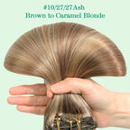 SURNEL Clip in Hair Extensions Golden Brown to Caramel Blonde 20 Inch Thick Clip in Extensions Human Hair 160g 7pcs(7C#10/27/27-20")
