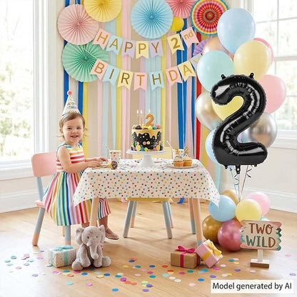 Black Number 2 Balloon 40 Inch, Glossy Foil Digit Party Supplies | Chic - Image 2