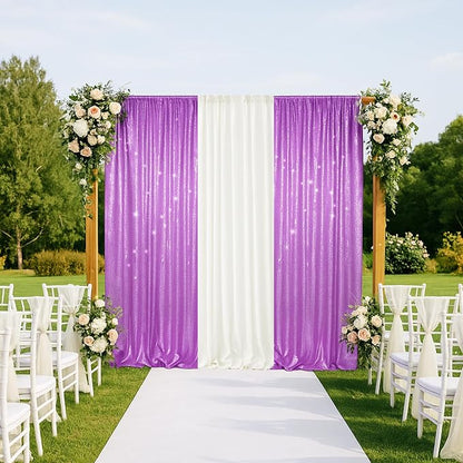 PartyDelight Lavender Sequin Backdrop Curtains 2x8ft 2 Panels | Sparkly 3mm - Image 7