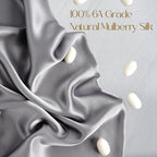 ZIMASILK 100% Pure Mulberry Silk Pillowcase for Hair and Skin Health,Soft and Smooth,Both Sides Premium Grade 6A Silk,600 Thread Count,with Hidden Zipper,1pc (Queen 20''x30'',Silver Grey)