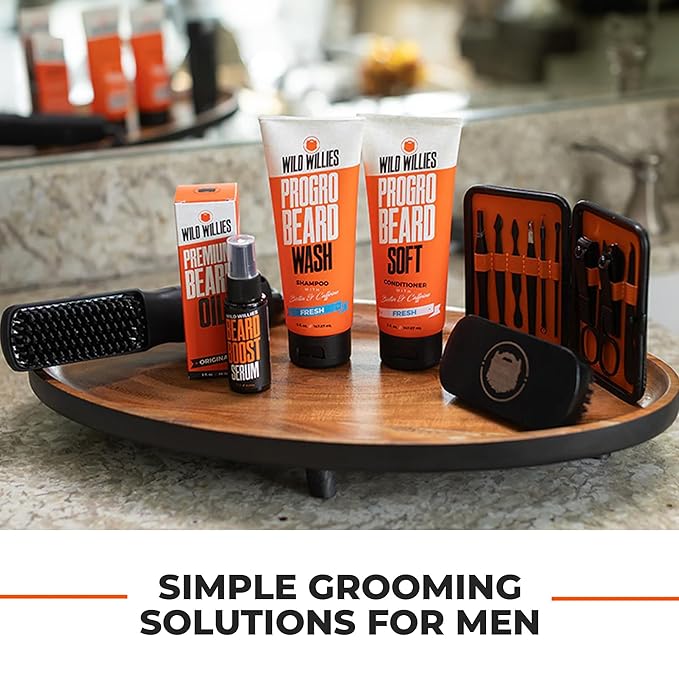 Wild Willies Beard Straightener for Men - 3 Temperature Settings, Tourmaline Ceramic Heated Beard Brush & Hot Comb - Portable, Ionic Technology, Coarse & Curly Hair, 400F - Grooming Tool