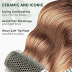 Round 25(mm) Barrel with 2 Clips – Round Hair Brush with Flexible Nylon 66 Bristles Nano Ionic Heat Resistant Tech for Professional Curling, Styling & Shining Texture