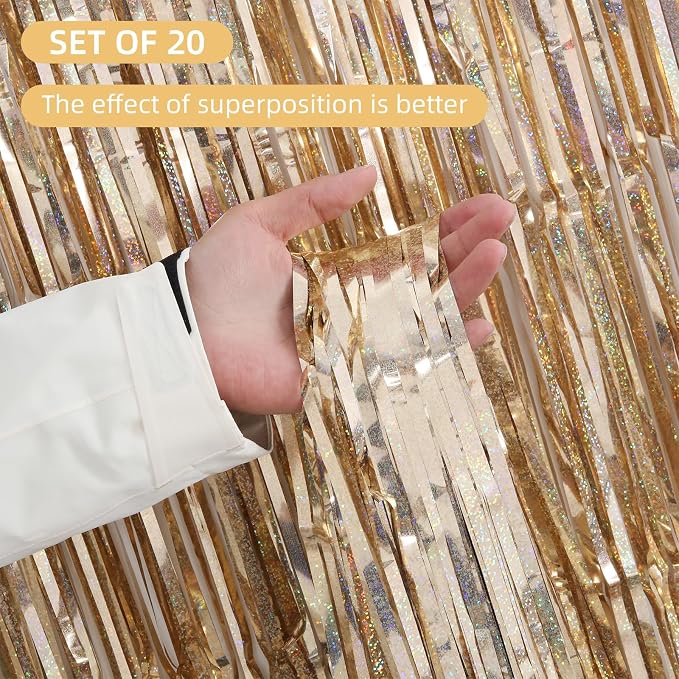 20 Pack Champagne Gold Foil Curtains - Image 2