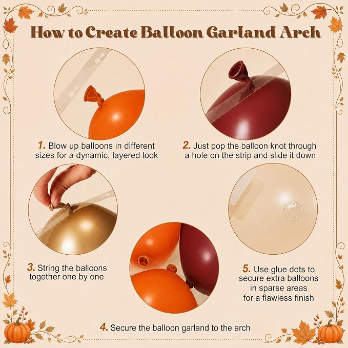 Burgundy Fall Balloon Arch Kit for Autumn Thanksgiving Party Decorations | - Image 6