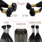 YoungSee K Tip Hair Extensions Real Human Hair Ombre K Tip Extensions Natural Black Roots to Silver Grey Balayage Keratin Tip Hair Extensions Human Hair Pre Bonded 50g 20inch 50s