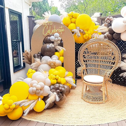 Yellow Brown White Balloon Garland Arch Kit - Image 5
