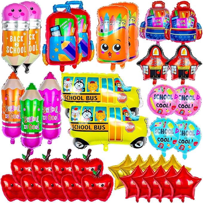 38 Pcs Back to School Balloons, School Helium Mylar Balloon, Apple Pencil by ZHWKMYP