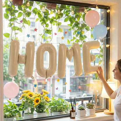 Beige HOME Balloons, 40 Inch Welcome HOME Cream White Letter Balloon - Image 4