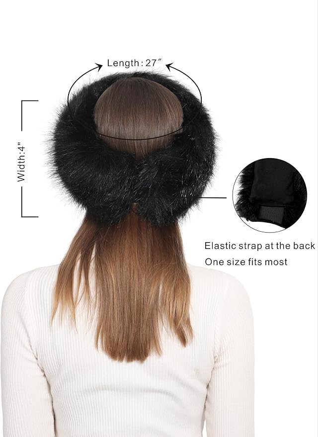 Faux Fur Headband for Women Winter Earwarmer Earmuff with Elastic