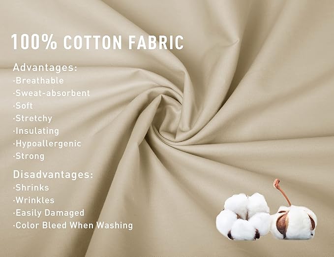 Sunflower Queen Pillowcases Set of 2, 100% Cotton Queen Size Pillow Cases 2, 20×30 inches Light Brown, Soft and Breathable