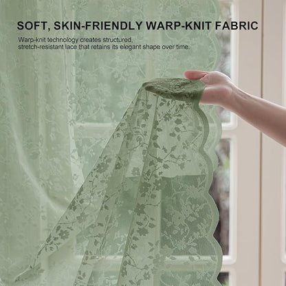 Anmao Vintage Lace Sheer Curtains 45 Inches Long - Image 4