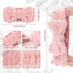 3 Pieces Towel Headbands for Women Makeup Headband for Washing Face Makeup Spa, Microfiber Bowtie Shower Hairband for Women (Pink, Blue, Black)