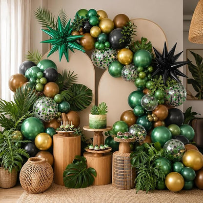 Green and Brown Balloons, 12 Inch Dark Green Black Metallic Green Gold Balloon - Image 7