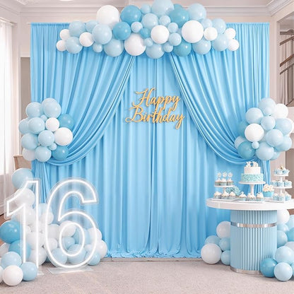 40ftx10ft Wrinkle Free Baby Blue Backdrop Curtains - Image 4