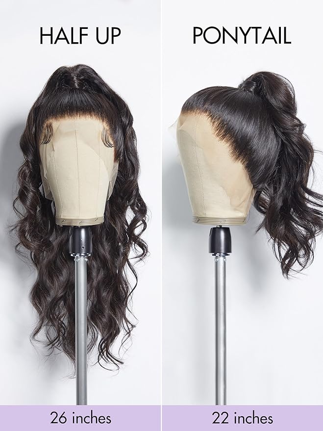 LUVME HAIR 26'' Loose Body Wave 360 Lace Frontal Wigs Human Hair Lace Glueless Human Hair Wig Pre Plucked Long Black Body Wave Wig