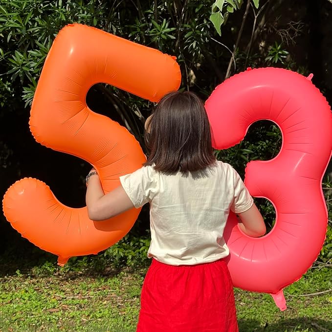 Orange Birthday Number 3 Balloon 40 inch Fluorescent Orange Number 3 | Helium - Image 5