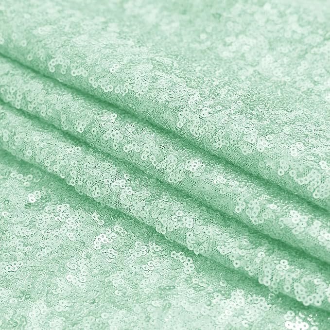 Sugargirl Mint Green Sequin Backdrop Curtain 2 Panels 2FTx8FT Glitter Mint - Image 6