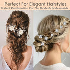14 Pcs Flower Girl Hair Accessory Bridal Hair Clips Handmade Silver Leaf Floral Pearls Crystal Design with Mini Flower Hair Accessories for Girls & Women (white)