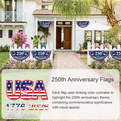 2PCS USA Anniversary 250th Flag, 1.5X3 FT Anniversary Fan Flags, Yard Signs - Image 4
