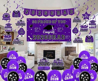 59Pcs Graduation Decorations 2026 Backdrop Balloons Banner Centerpiece Hanging - Image 5