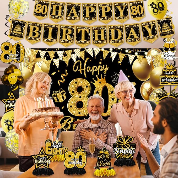 Mxdfafa 39Pcs 80th Birthday Decoration Kit - Image 2