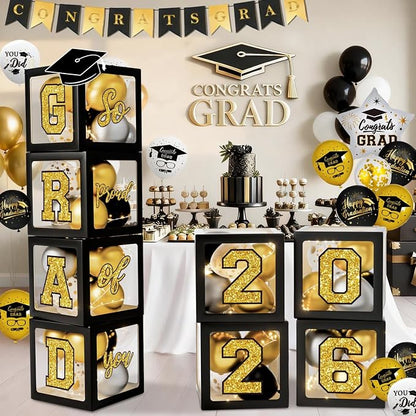 Black and Gold Graduation Decorations 2026 by QIYANPAX