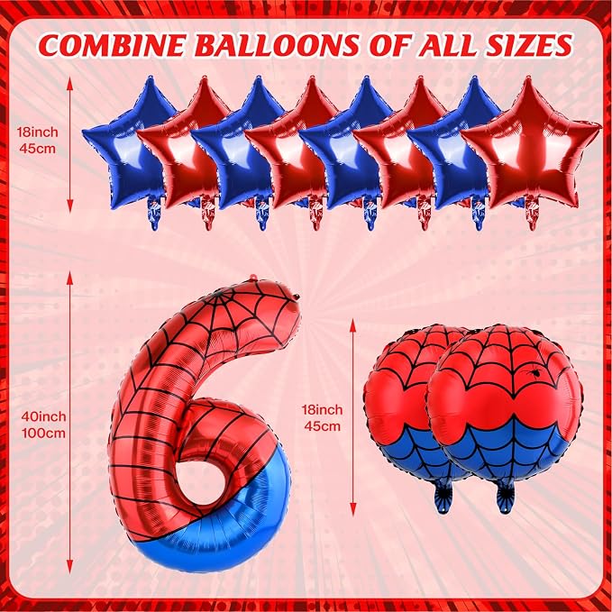 40 Inch Spider Theme Number Balloon, Number Block Foil Number 6 Balloons Large - Image 2