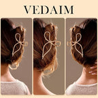 Gold Bow Hair Clips for Women for Thin/Medium Fine Hair - Nonslip Jaw Clips