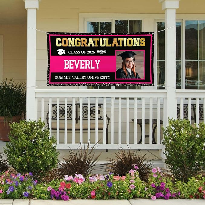 Graduation Banner, Custom Class of 2026 Image Graduation Banner Backdrop - Image 4