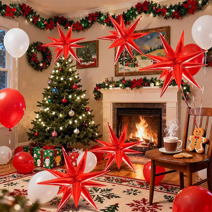 Red Star Foil Balloons Explosion 12 Point Spike Baloons Large Mylar Balloon - Image 2