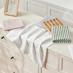JELLYMONI 100% Natural Cotton Striped Queen Pillowcases Set, 2 Pack White and Green Stripes Pattern Printed Pillow Covers with Envelope Closure(Pillows are not Included)